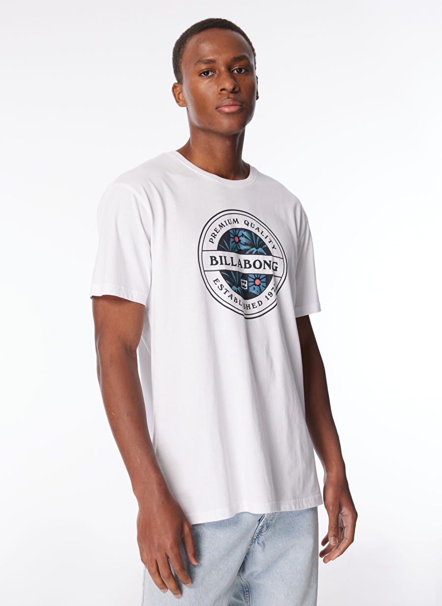 Billabong Beyaz Erkek Bisiklet Yaka Regular Fit Desenli T-Shirt EBYZT00168_ROTOR FILL SS