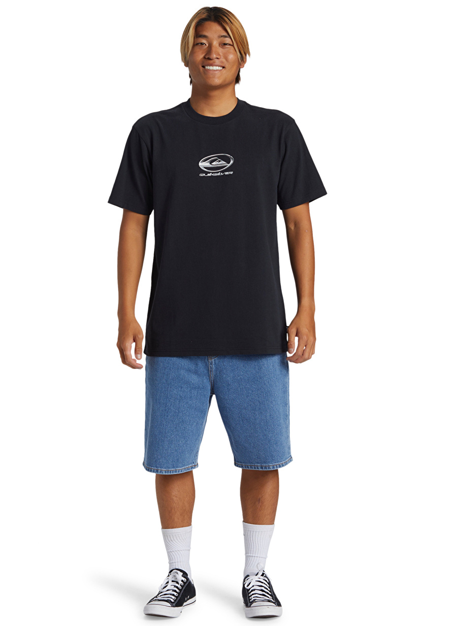 Quiksilver Siyah Erkek O Yaka Standart Fit Baskılı T-Shirt AQYZT09545_CHROME LOGO SS STN