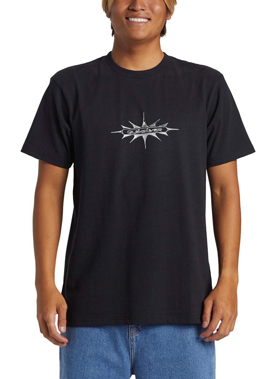 Quiksilver Siyah Erkek O Yaka Standart Fit Baskılı T-Shirt AQYZT09546_THORN BADGE SS STN