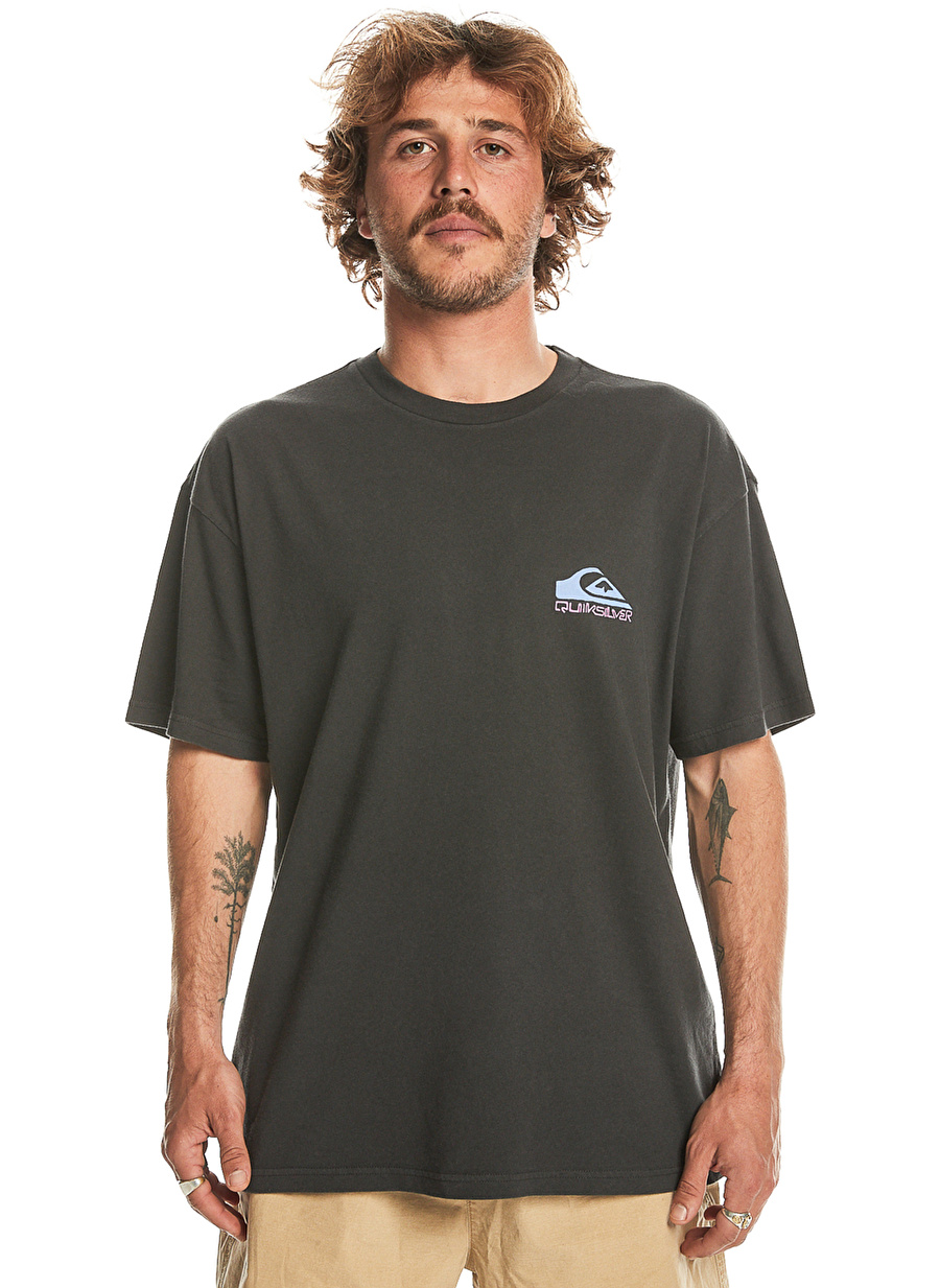 Quiksilver Siyah Erkek O Yaka  Standart Fit Baskılı T-Shirt EQYZT07654_TAKE US BACK LOGO SS