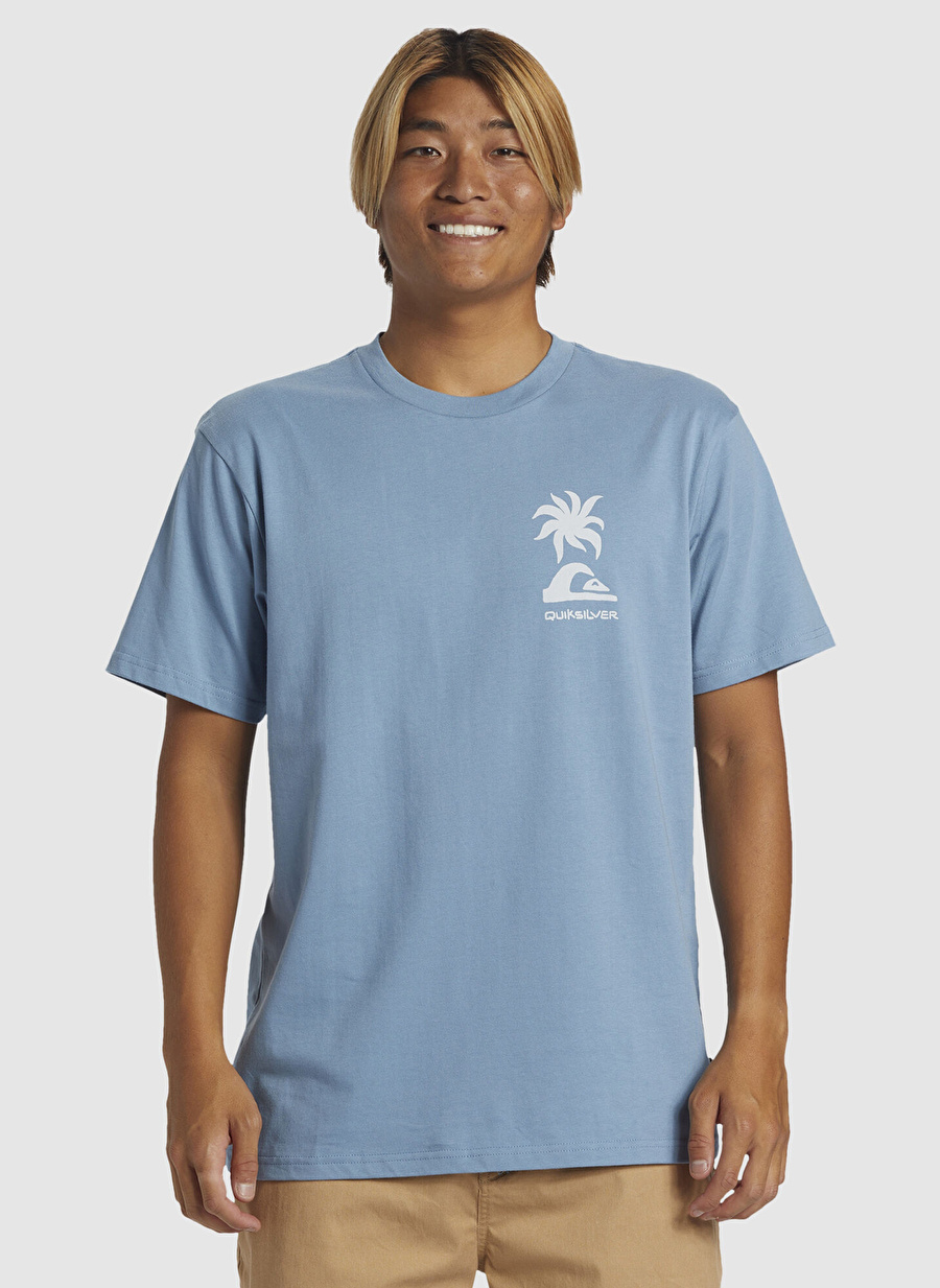 Quiksilver Mavi Erkek O Yaka Normal Kalıp Baskılı T-Shirt AQYZT09562_TROPICAL BREEZE MOR