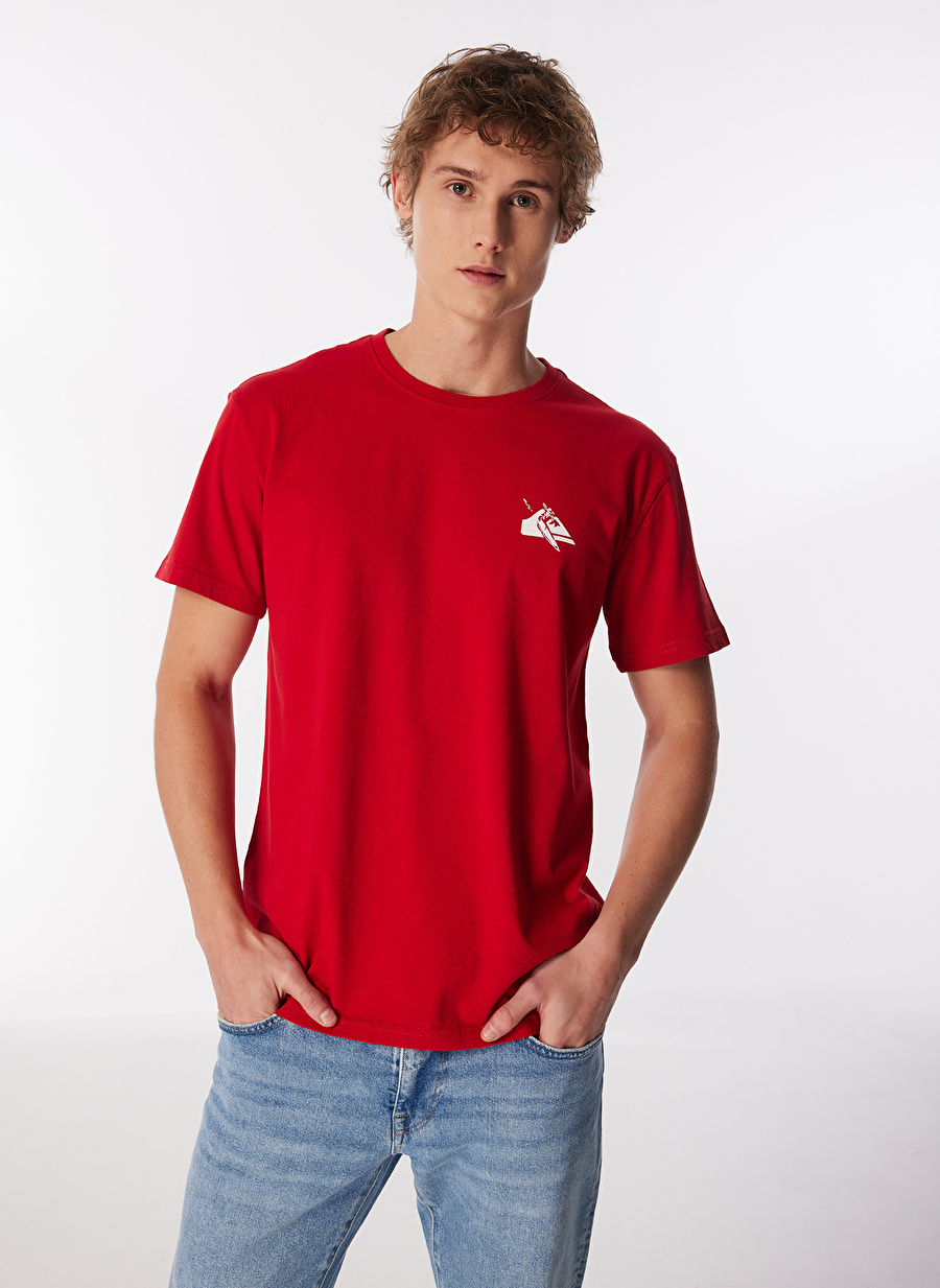 Quiksilver Kırmızı Erkek O Yaka Normal Kalıp Baskılı T-Shirt AQYZT09604_QS PETROGLYPH LOGO DNA