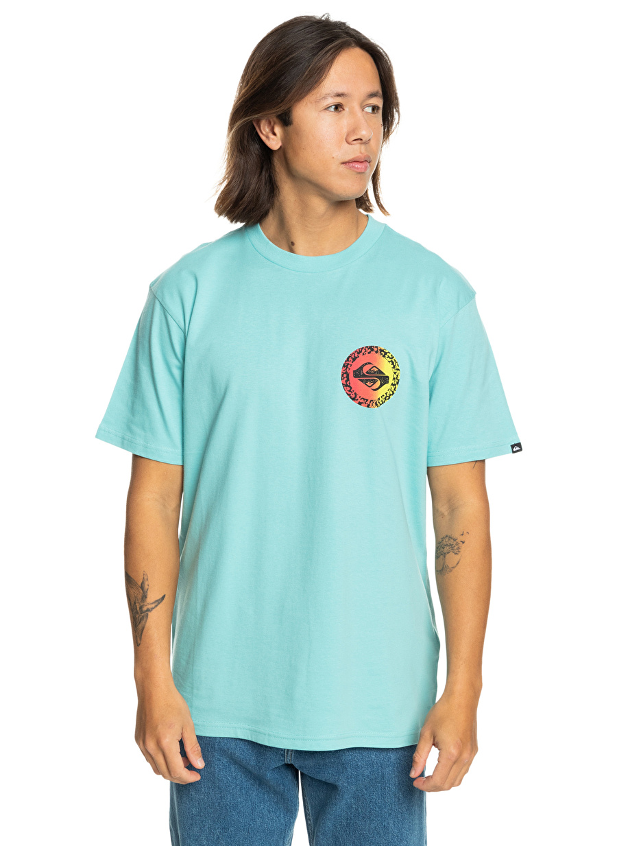 Quiksilver Mavi Erkek O Yaka  Standart Fit Baskılı T-Shirt EQYZT07670_LONG FADE SS