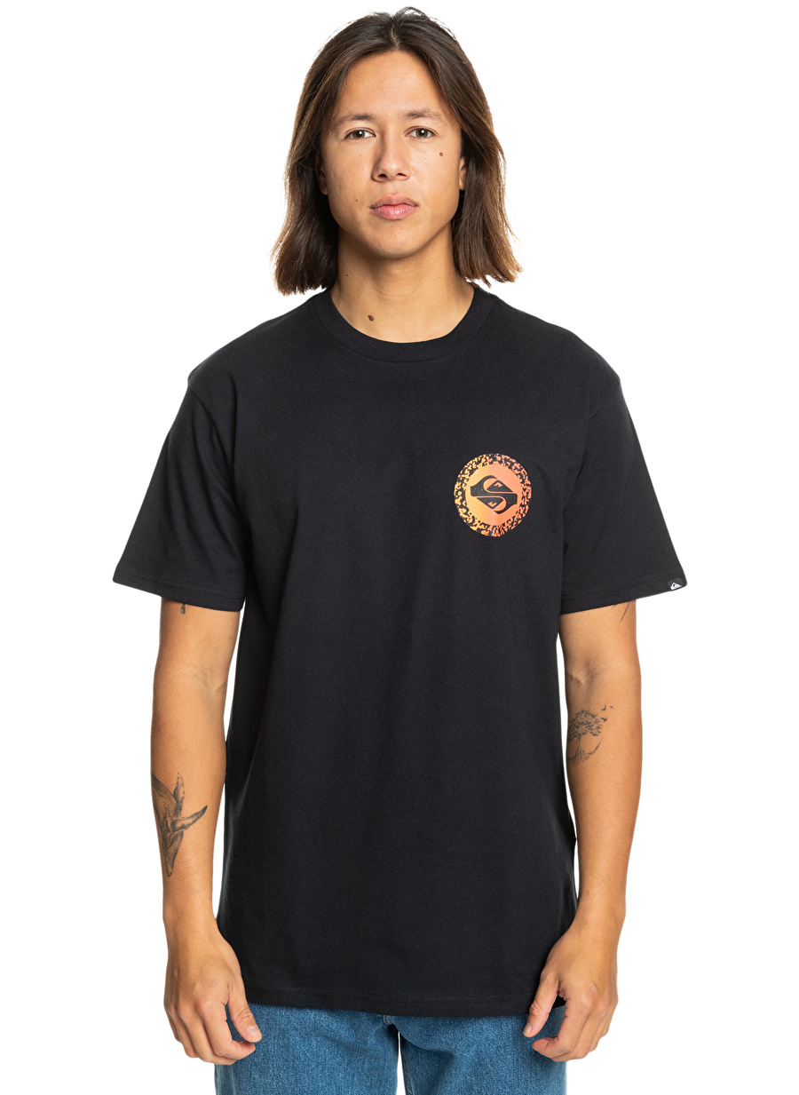 Quiksilver Siyah Erkek O Yaka Standart Fit Baskılı T-Shirt EQYZT07670_LONG FADE SS