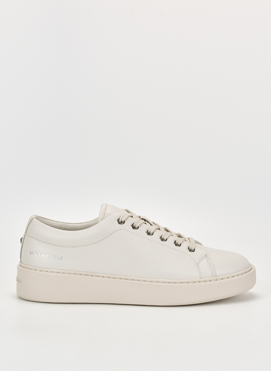 KARL LAGERFELD Beyaz Erkek Deri Sneaker FLINT Lace Lo Lthr