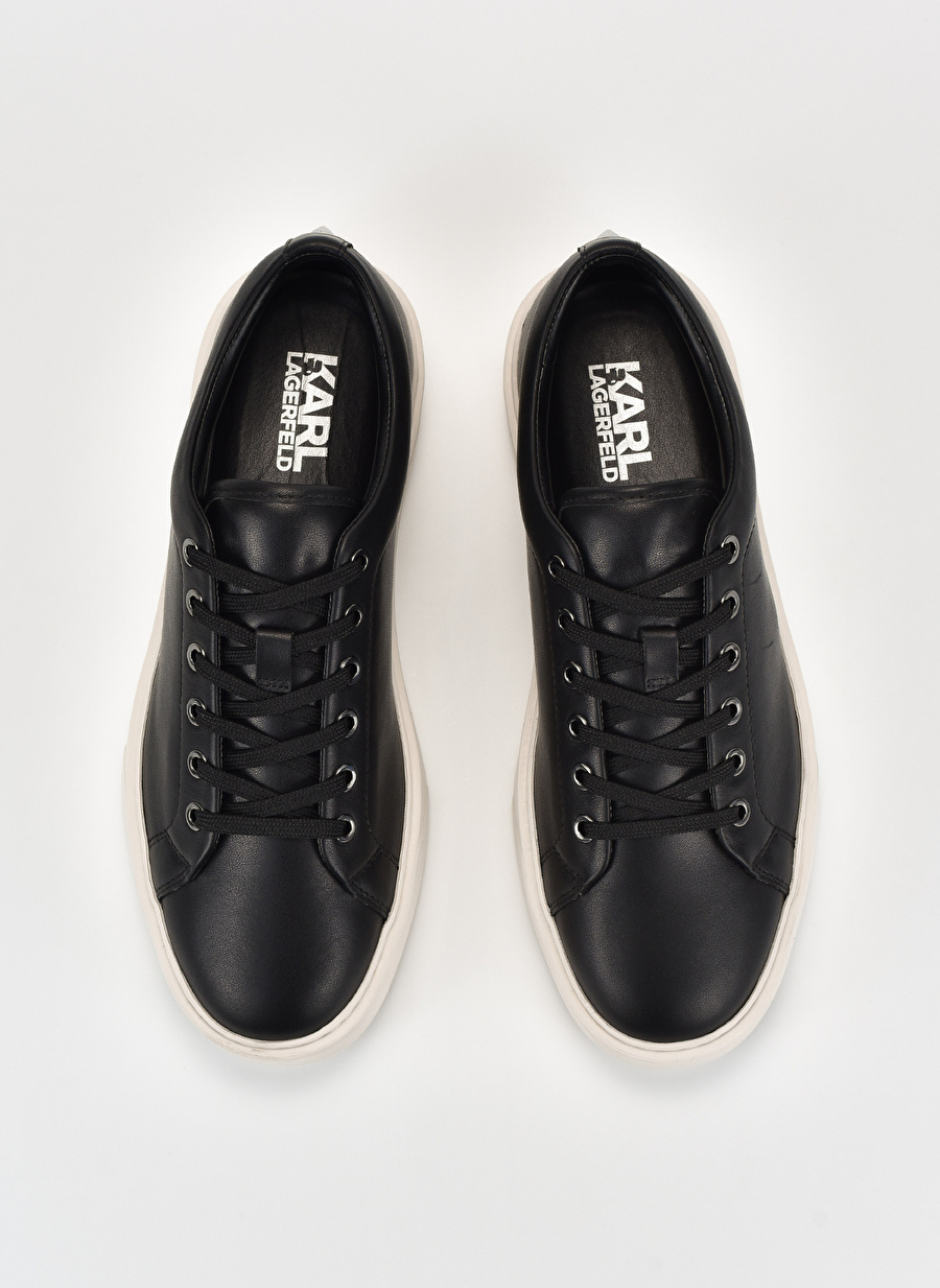 KARL LAGERFELD Siyah - Beyaz Erkek Deri Sneaker FLINT Lace Lo Lthr _2