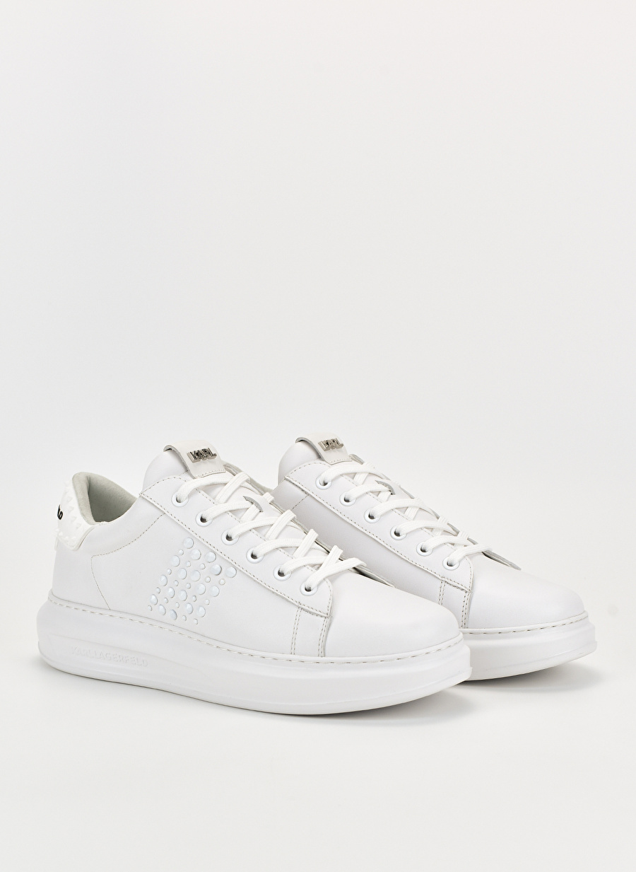 KARL LAGERFELD Beyaz Erkek Deri Sneaker KAPRI MENS Stud Kounter Lo Lace _1