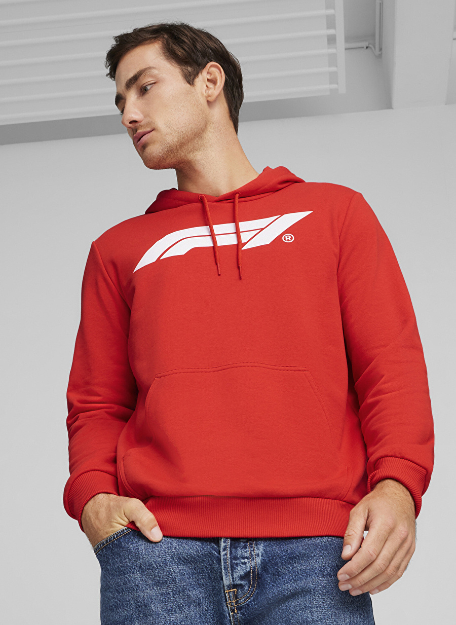 Puma Kırmızı Erkek Kapüşon Yaka Regular Fit Sweatshirt 62585303 F1 ESS Logo Hoodie _1