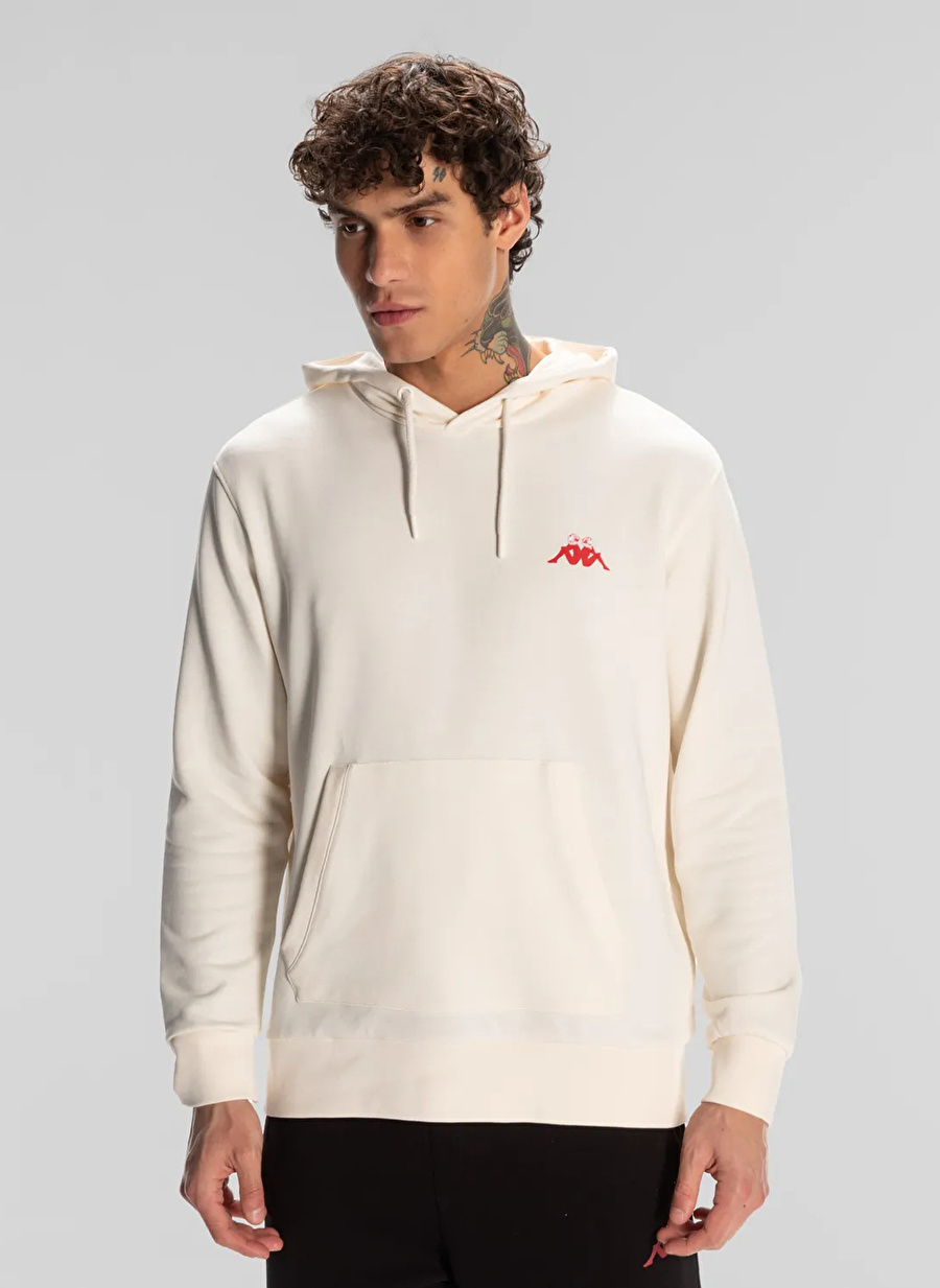 Kappa Beyaz Erkek Normal Kalıp Sweatshirt 371S8GW001 AUTHENTIC SPACE JUMP HOO