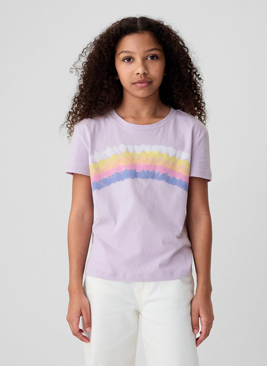 Gap Baskılı Lila Kadın T-Shirt 888867003