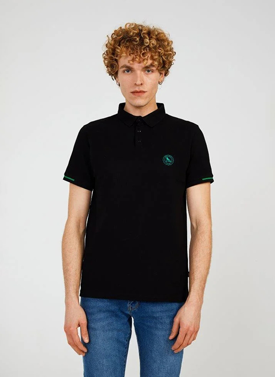 The Crow Düz Siyah Erkek Polo T-Shirt SUMMER POLO