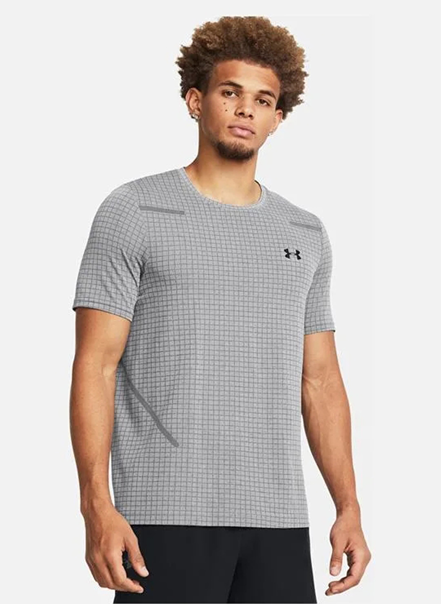 Under Armour 1376921-011 Vanish Seamless Grid Gri Erkek Yuvarlak Yaka Normal Kalıp Düz T-Shirt