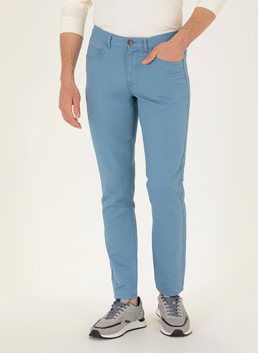 Pierre Cardin Normal Bel Normal Paça Slim Fit Koyu Mavi Erkek Pantolon GABON_1