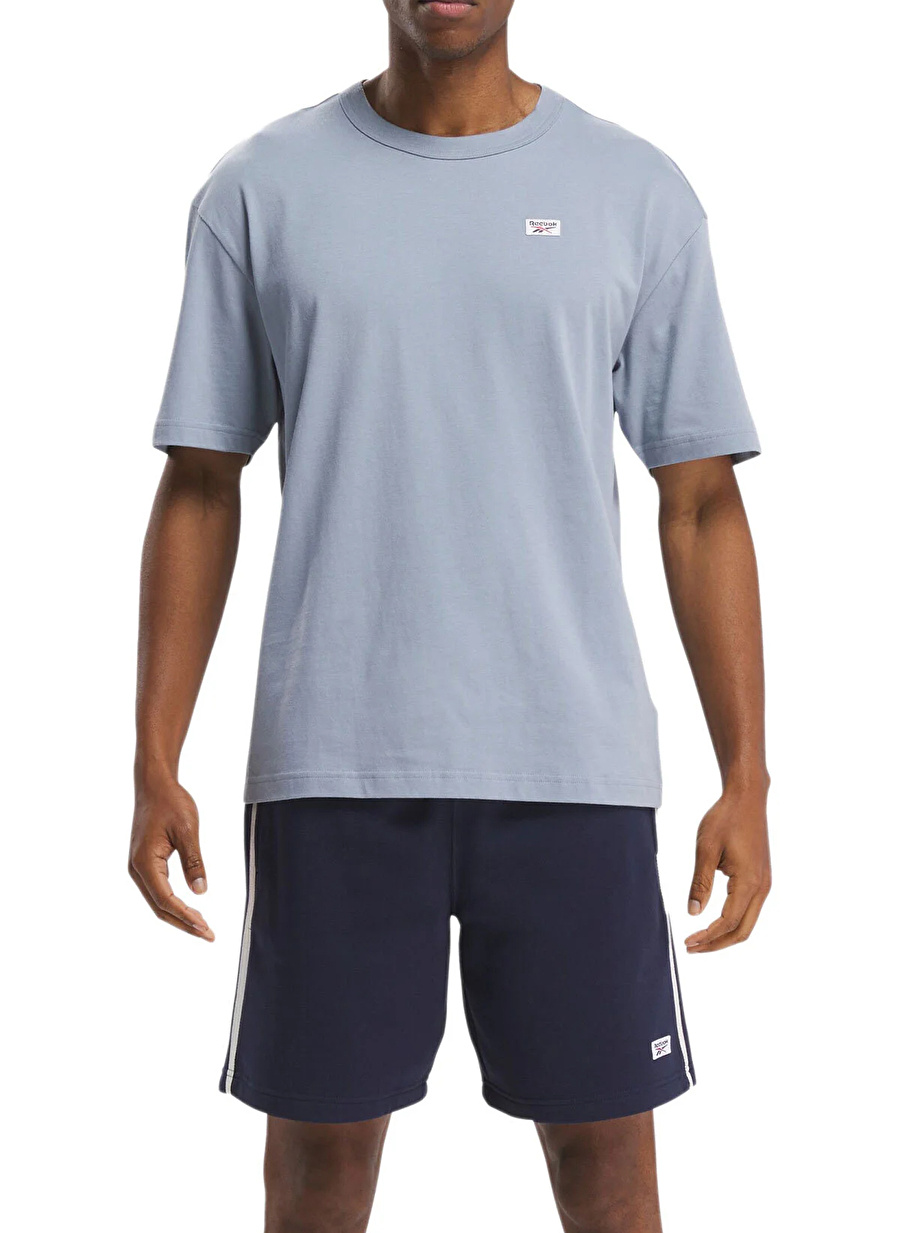 Reebok IU0234 CL COURT SPORT TEE Mavi Erkek Bisiklet Yaka Normal Kalıp T-Shirt