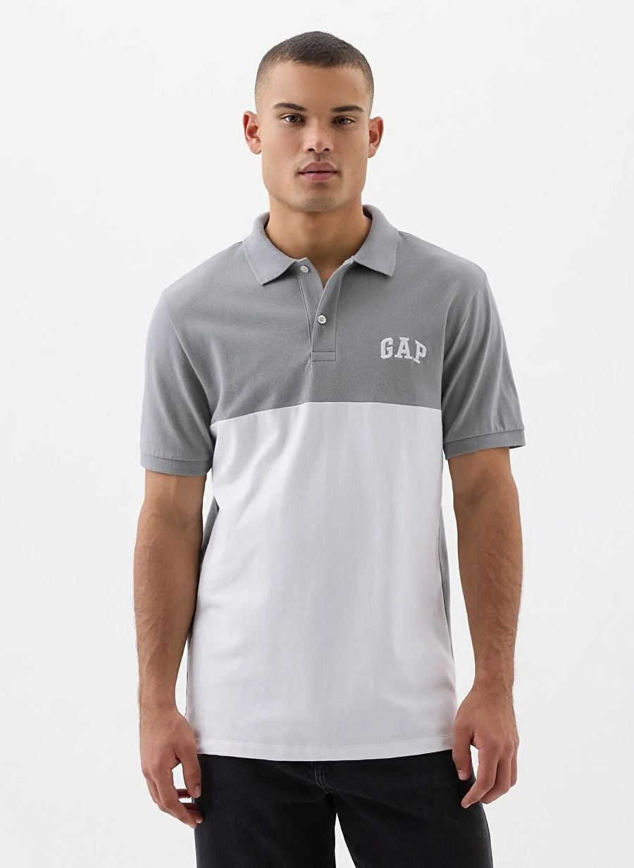 Gap Düz Gri Erkek Polo T-Shirt 868459