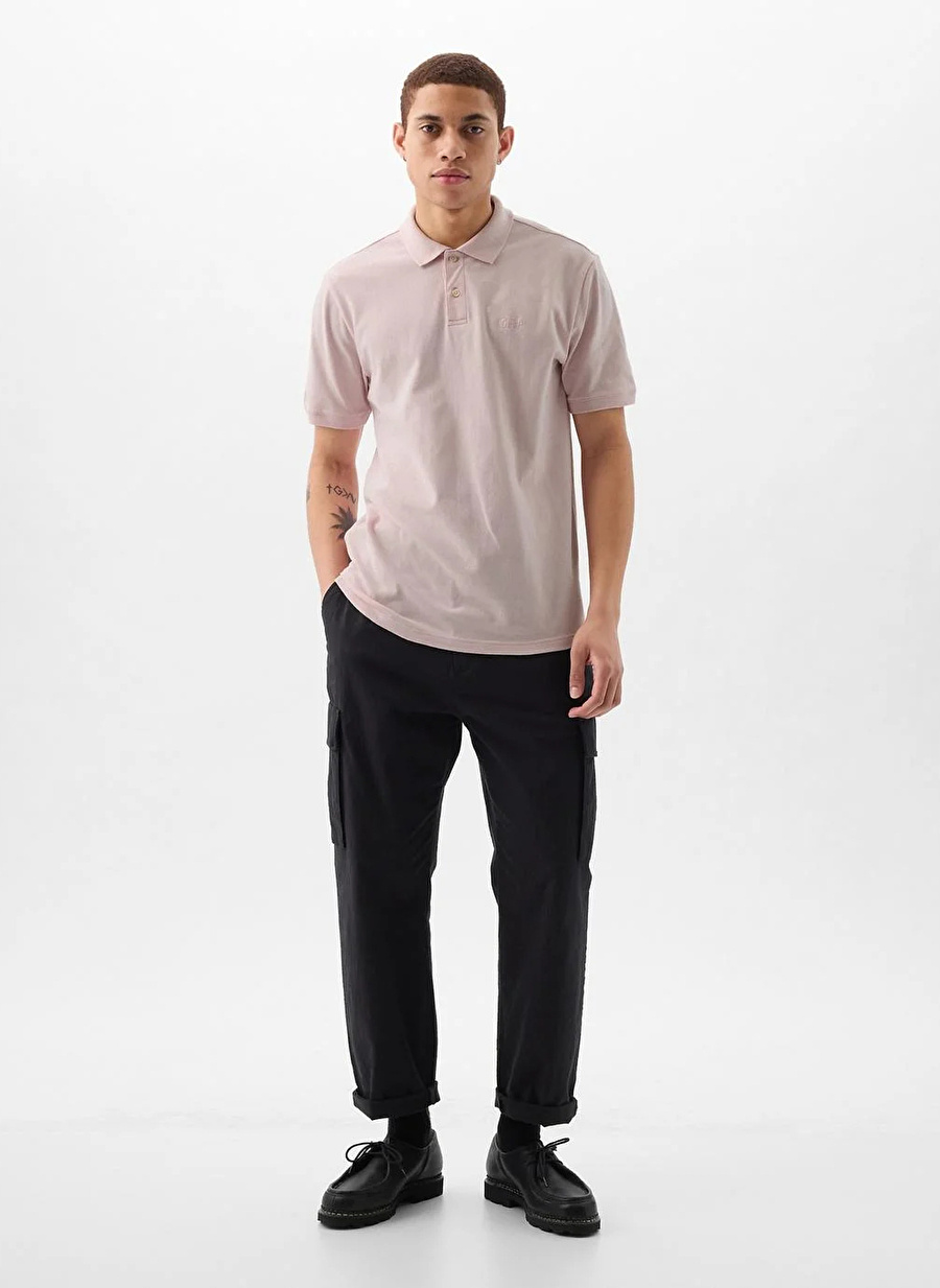 Gap Düz Açık Pembe Erkek Polo T-Shirt 586306