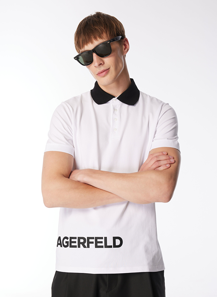 KARL LAGERFELD Beyaz Erkek Polo T-Shirt 745020542221