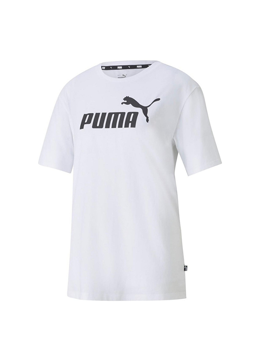 Puma 58686802 ESS Logo Boyfriend Tee Beyaz Kadın Yuvarlak Yaka Normal Kalıp T-Shirt