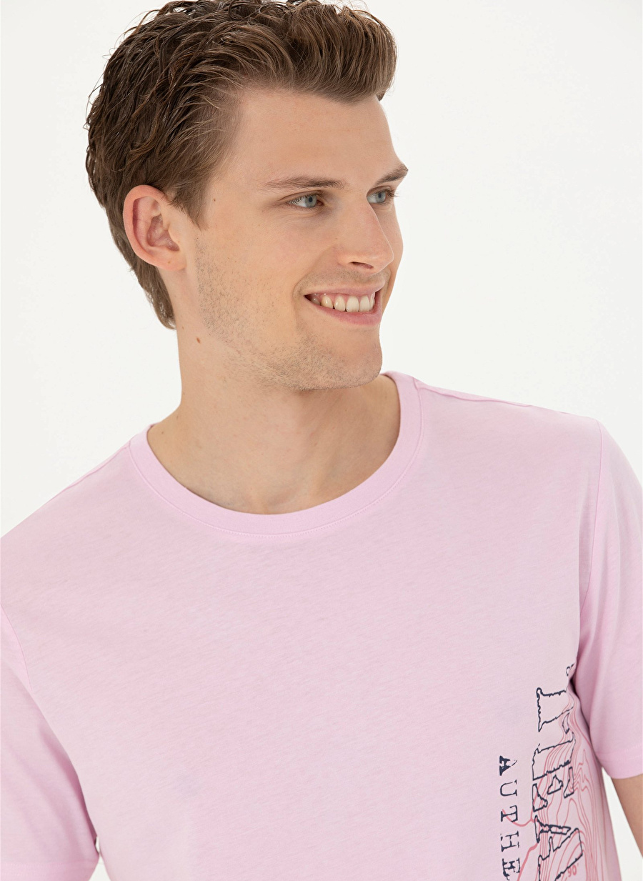 U.S. Polo Assn. Bisiklet Yaka Pembe Erkek T-Shirt ERMA