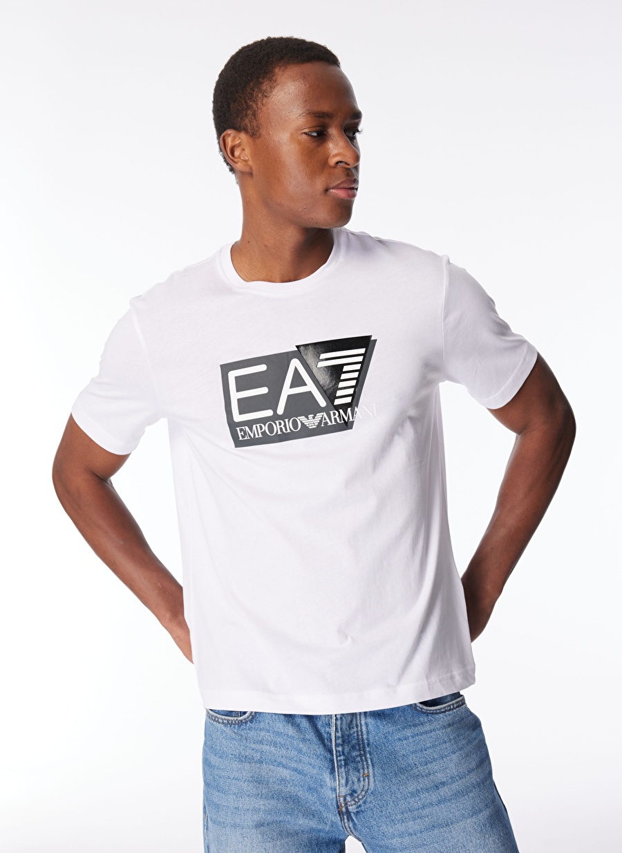 EA7 Bisiklet Yaka Beyaz Erkek T-Shirt 3DPT81PJM9Z