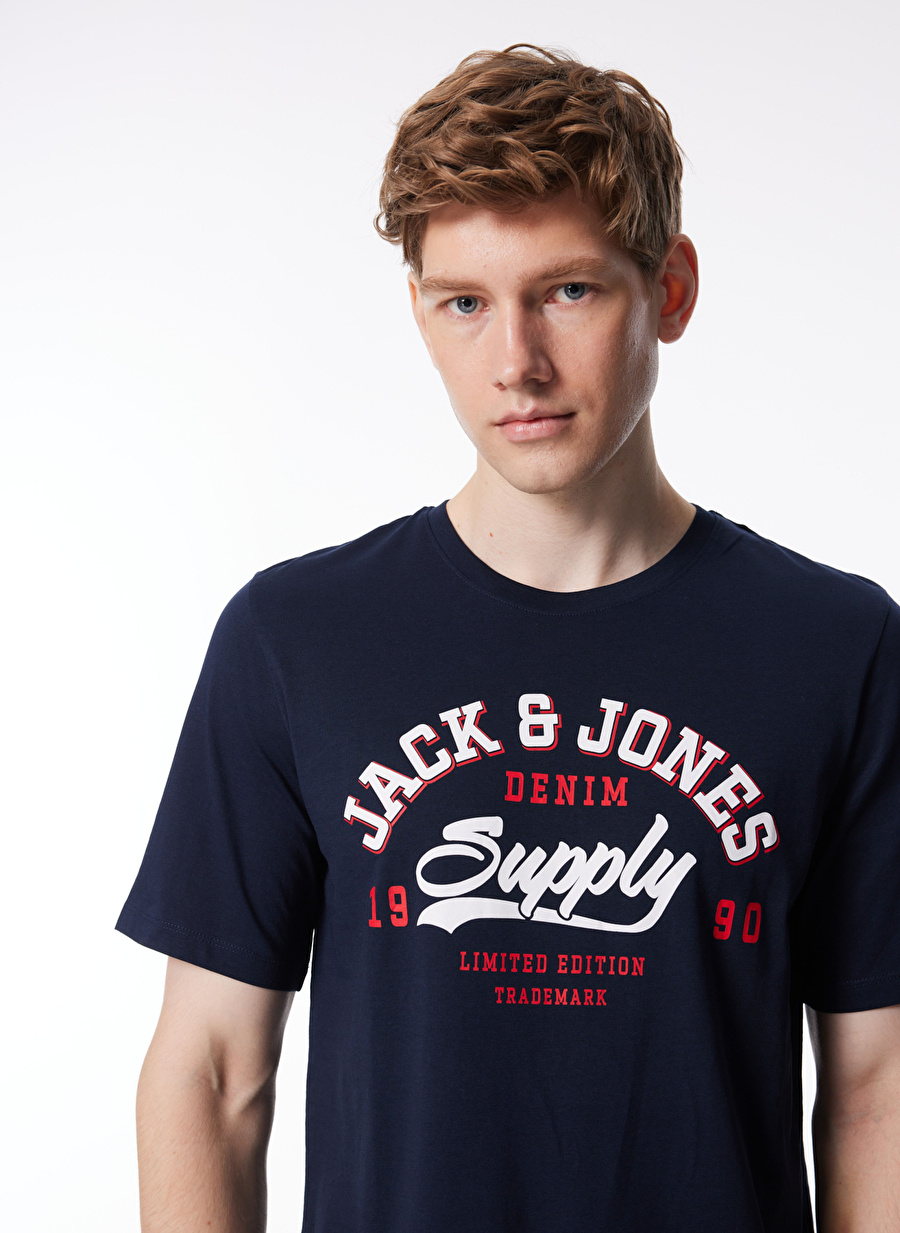 Jack & Jones Yuvarlak Yaka Lacivert Erkek T-Shirt 12246690_JJELOGO TEE SS O-NECK 2 CO