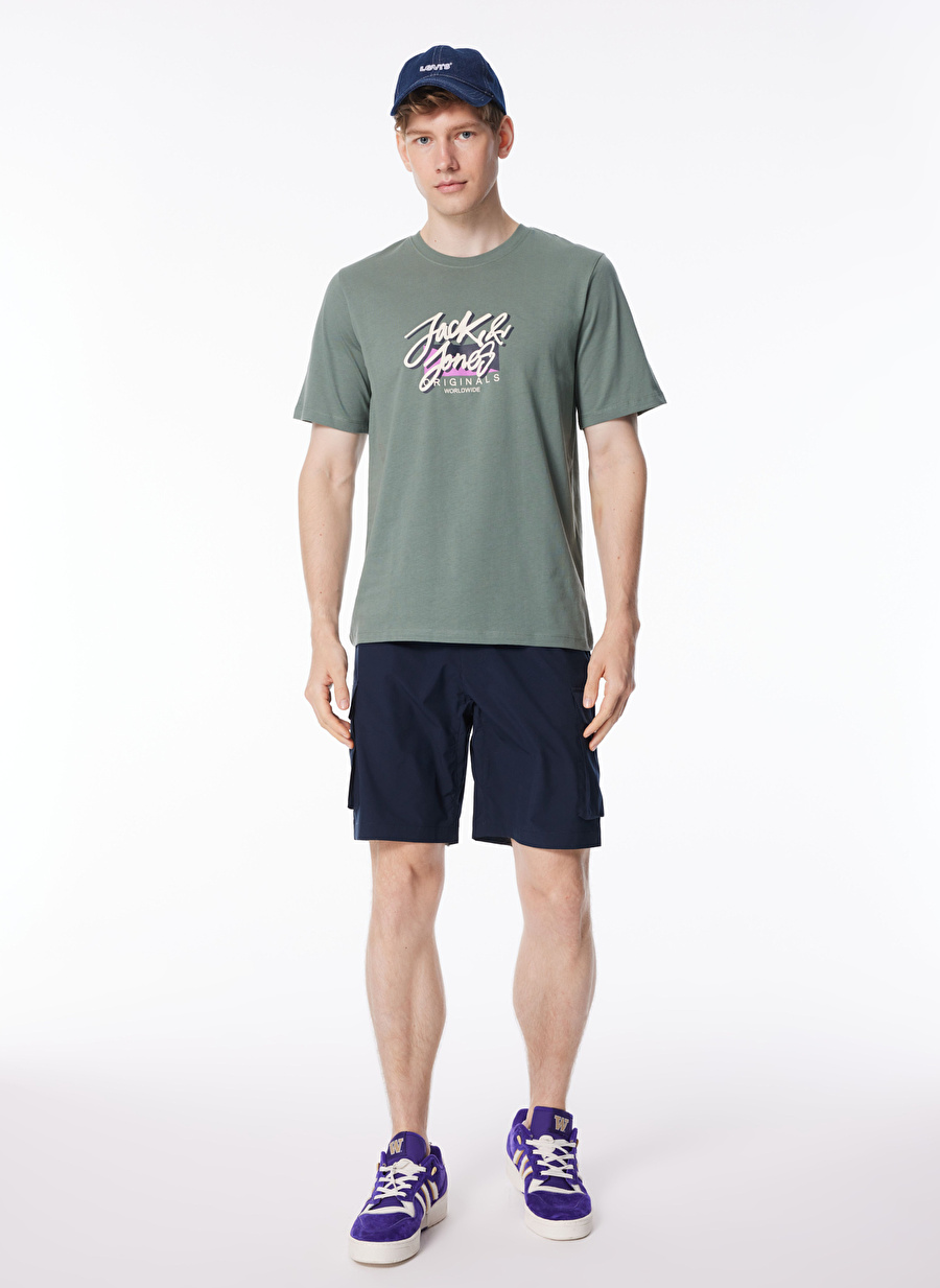 Jack & Jones Bisiklet Yaka Haki Erkek T-Shirt 12255650_JORTAMPA TEE SS CREW NECK