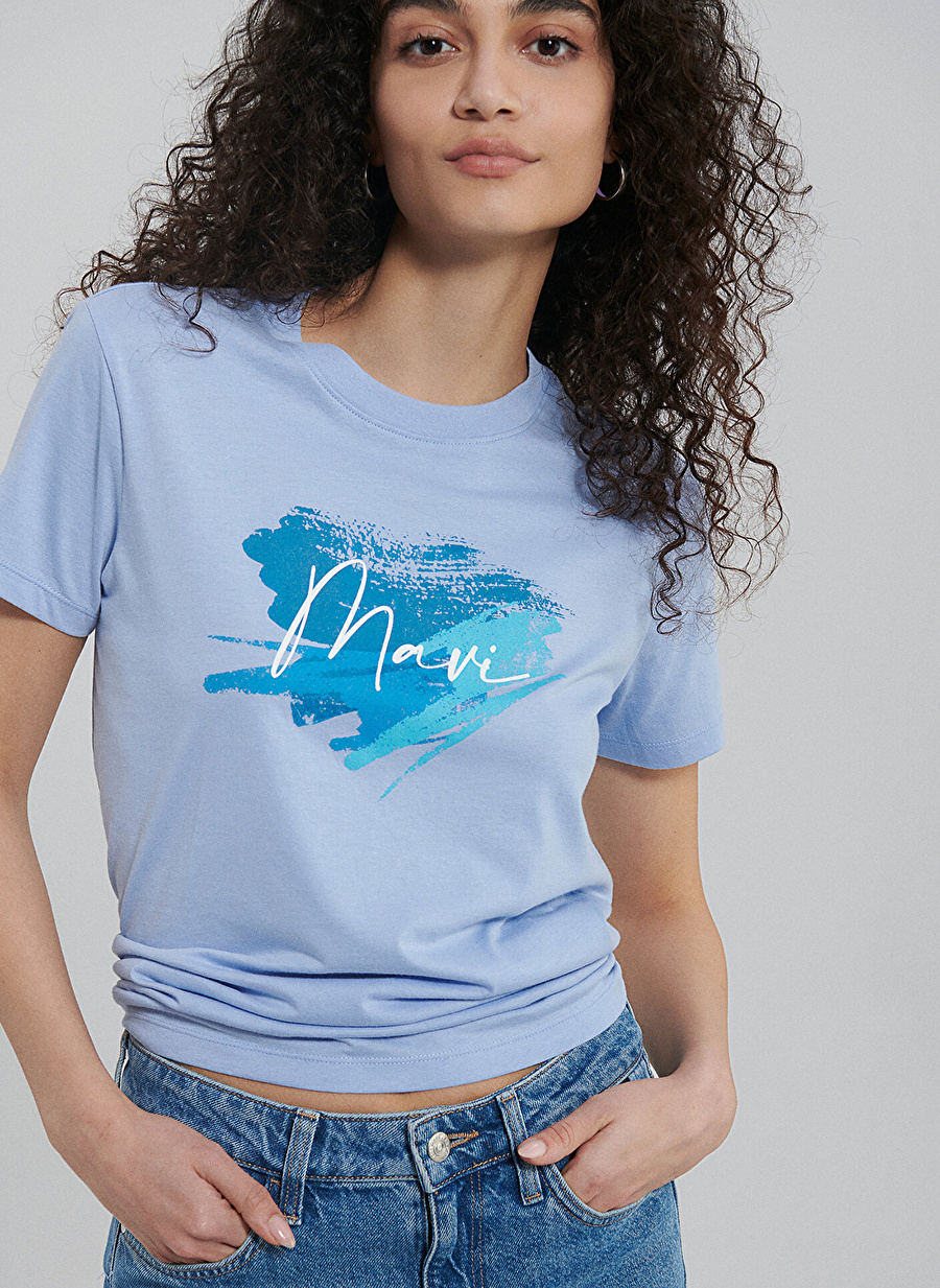 Mavi Bisiklet Yaka Mavi Kadın T-Shirt M1612240-70827 MAVI BASKILI TIŞORT