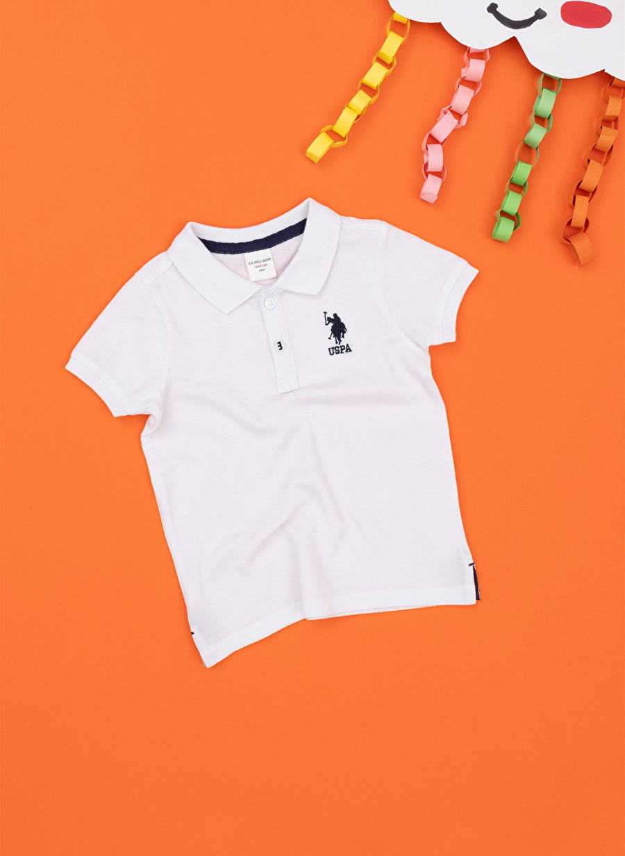 U.S. Polo Assn. Desenli Beyaz Erkek Çocuk T-Shirt TP01IY023KIDS-B