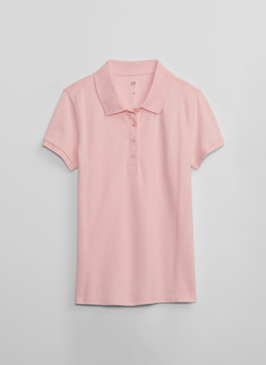 Gap Düz Pembe Kız Çocuk Polo T-Shirt 484049003