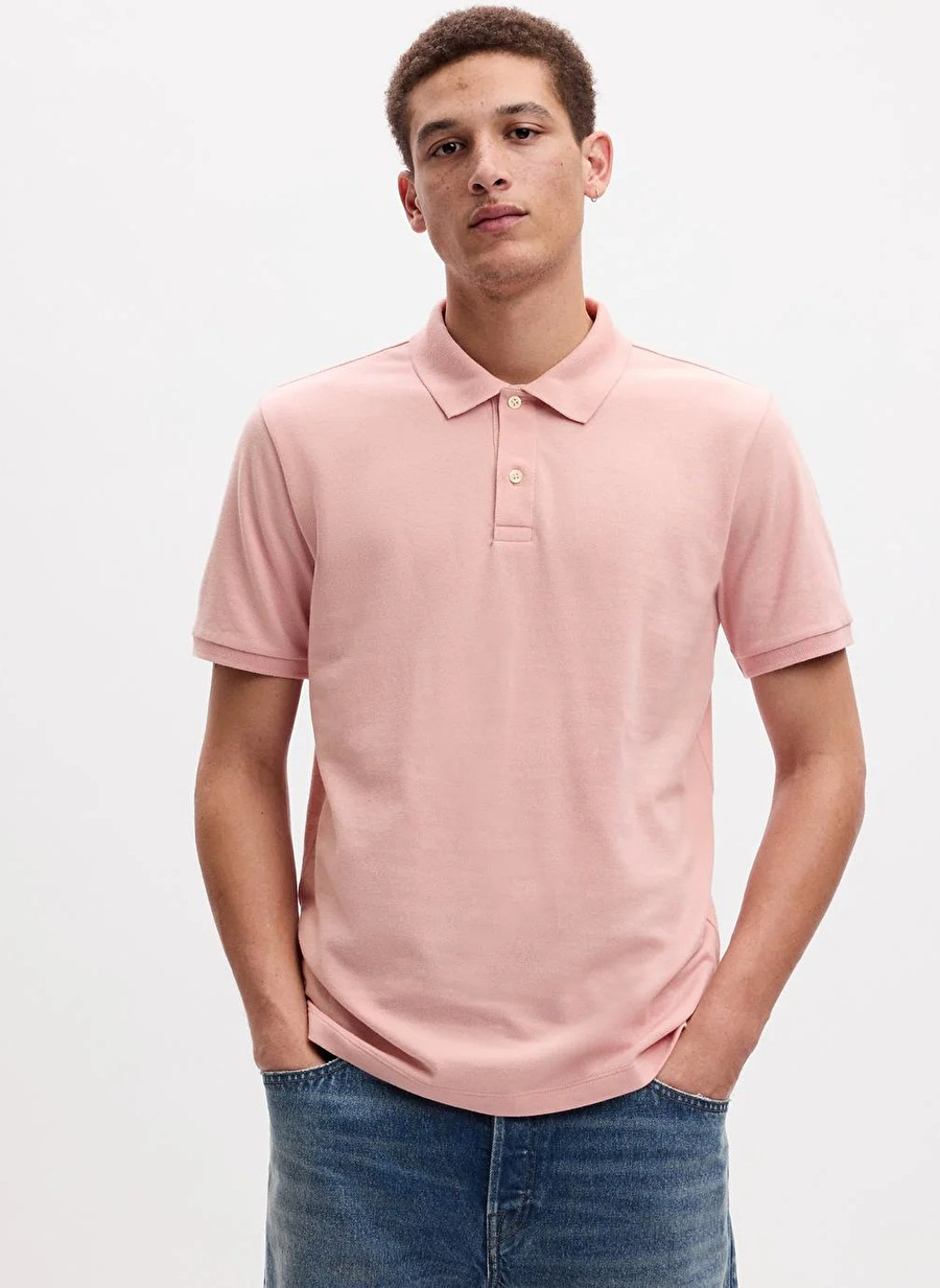 Gap Düz Pembe Erkek Polo T-Shirt 550531