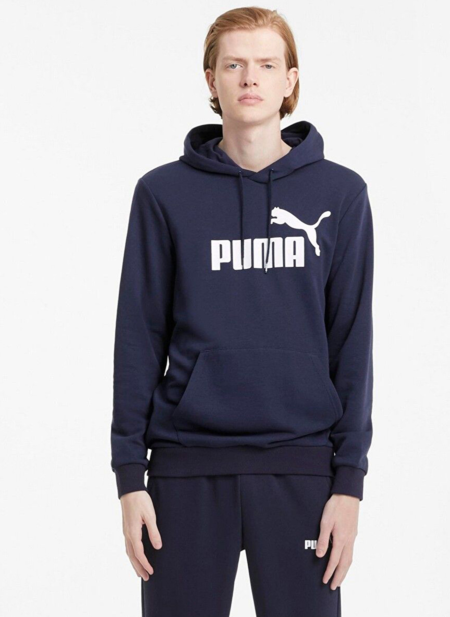 Puma Mavi Erkek Kapüşon Yaka Normal Kalıp Sweatshirt 58668806 ESS Big Logo Hoodie