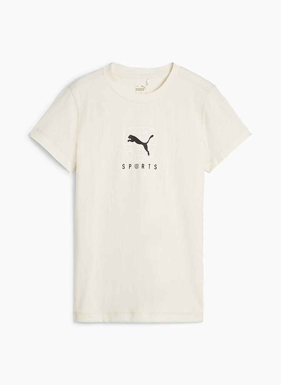 Puma 67606699 BETTER SPORTSWEAR Tee Bej Kadın Yuvarlak Yaka Normal Kalıp T-Shirt _0