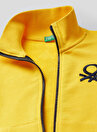Benetton Dik Yaka Uzun Kollu Düz Sarı Erkek Çocuk Sweatshirt