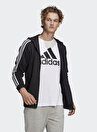 Adidas  Gk9032 M 3S Ft Fz Hd Kapüşonlu    Siyah - Beyaz Erkek Zip Ceket