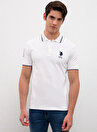 U.S. Polo Assn. Gsd01Iy021 Polo Yaka  Slim Fit Düz Beyaz Erkek T-Shirt