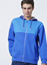 Mavi 0610073-70862 Kapüşonlu Düz Yaka Regular Fit Baskılı Mavi Erkek Fermuarlı Sweatshirt