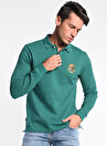 Ucla COMPTON Polo Yaka  Standart Kalıp Nakışlı Yeşil Erkek Sweatshirt