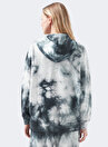 Mavi Kapüşonlu  Oversized Baskılı Koyu Antrasit Kadın Sweatshirt  -  1600607-31488