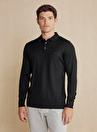 Brooks Brothers Polo Yaka Standart Siyah Erkek Kazak BBFW23MKL012