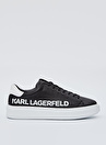 KARL LAGERFELD Siyah - Beyaz Erkek Deri Sneaker MAXI KUP Injekt Logo Lo