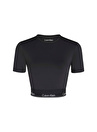 Calvin Klein 00GWS4K194BAE-WO - SS Crop T-Shirt Kadın Siyah Bisiklet Yaka Normal Kalıp T-Shirt