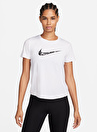 Nike Beyaz Kadın Bisiklet Yaka T-Shirt FN2618-100-W NK ONE SWSH HBR DF SS