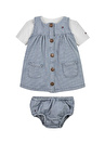 Tommy Hilfiger Çizgili Mavi Unisex Kısa Elbise BABY STRIPED DRESS SET