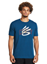 Under Armour 1383382-426 Curry Champ Mindset Tee Mavi Petrol Erkek Bisiklet Yaka Oversize T-Shirt