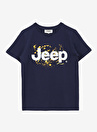 Jeep Lacivert Erkek Çocuk Bisiklet Yaka Relaxed Baskılı T-Shirt C4SB-TST4099