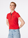 U.S. Polo Assn. Lacivert - Kırmızı Kadın Slim Fit Polo T-Shirt TP0124