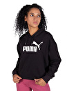 Puma 58687001 ESS Cropped Logo Hoodie TR Kadın Siyah Kapüşon Yaka Normal Kalıp Sweatshirt