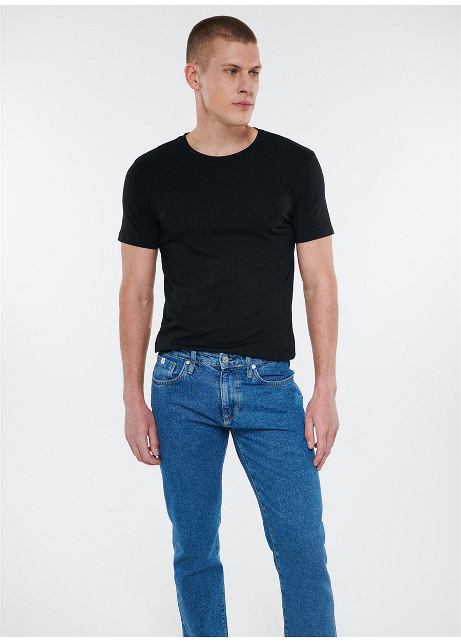 Mavi Siyah Streç Erkek T-Shirt