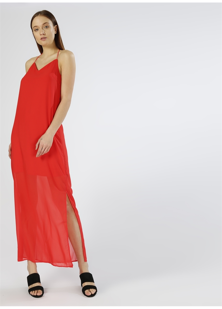 Vero Moda Sırt Detaylı Kırmızı Elbise