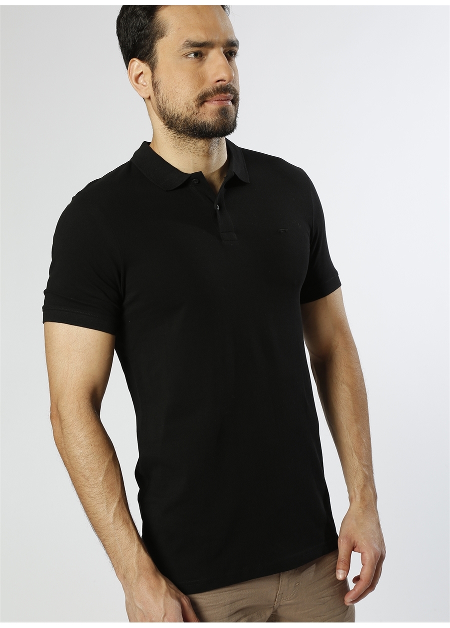 Jack & Jones Polo Yaka Düz Siyah Erkek T-Shirt 12136516 JJEBASIC_2